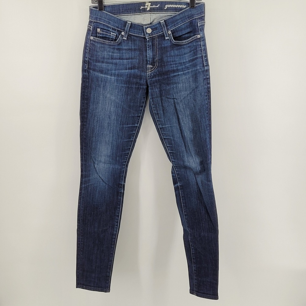 7 For All Mankind Gwenevere‎ Jeans 27 Blue Skinny Low Rise Denim Womens Seven
